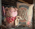 Primitive Farmhouse BBQ Pig Shelf Sitter, Rustic Summer Decor, Hand-Finished Hot Dog Accent