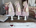 Primitive Valentine Bottle Brush Trees Set | Hand Painted Distressed Farmhouse Decor