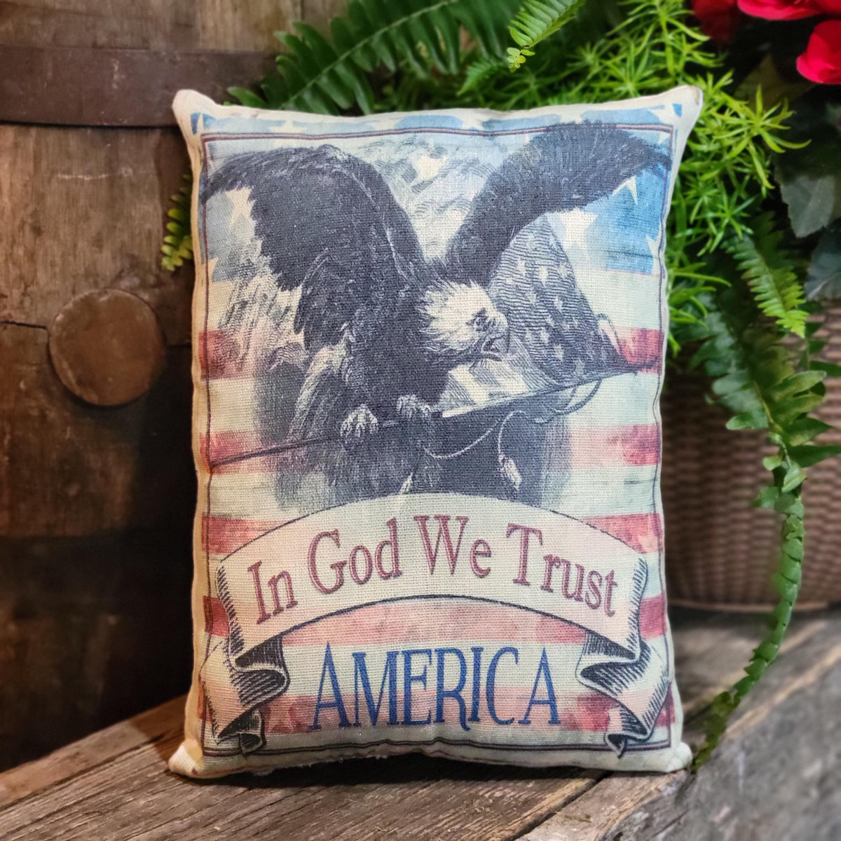 Primitive Americana Eagle Pillow | Folk Art Farmhouse Decor