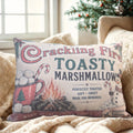 Crackling Fire Toasty Marshmallows Pillow | Vintage Christmas Farmhouse Accent (12x9 inches)