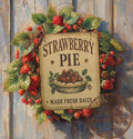 Primitive Strawberry Pie Sign – Farmhouse Kitchen Decor, Rustic Bakery Wall Art