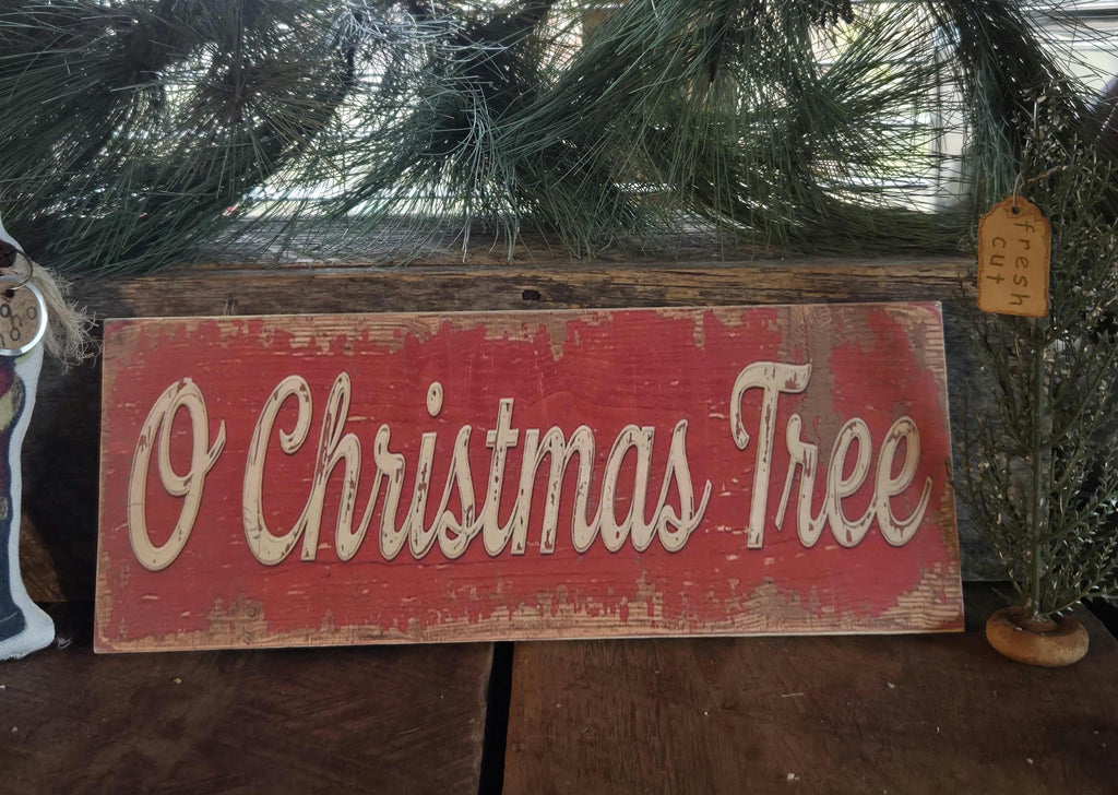 O Christmas Tree Wood Sign | Rustic Farmhouse Holiday Decor (13x5")