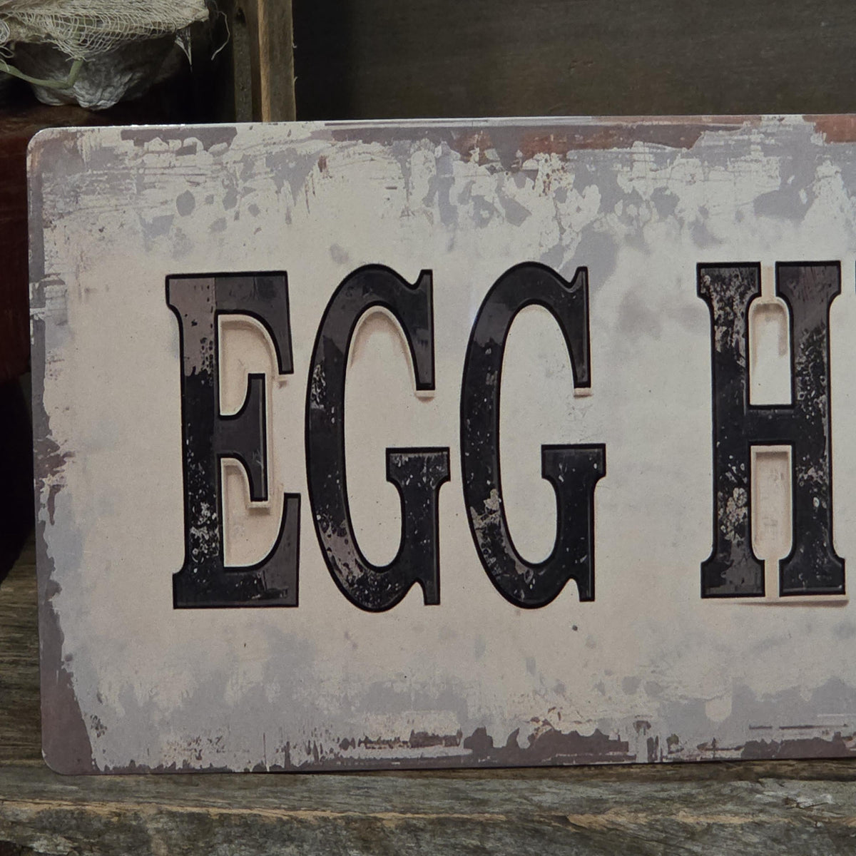 Primitive Egg Hunt Metal Sign | Vintage Farmhouse Easter Decor (6x18)
