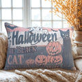Vintage Black Cat Halloween Pillow | Primitive Farmhouse Rustic Shelf Sitter