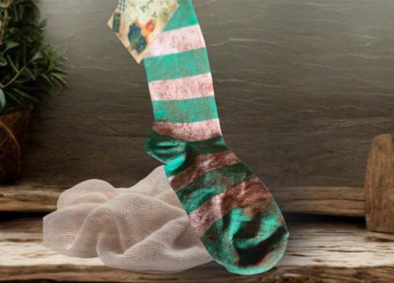 Primitive St. Patrick's Day Stocking | Cinnamon Grunged Green Stripe Sock | Rustic Decor