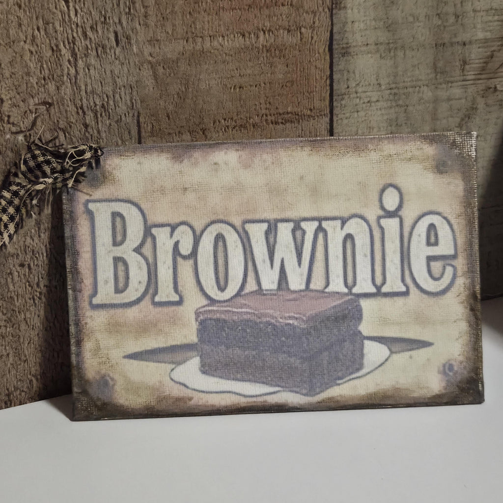 Primitive Faux Brownie Decor Set | Rustic Bakery Shelf Sitter, Farmhouse Kitchen Accent
