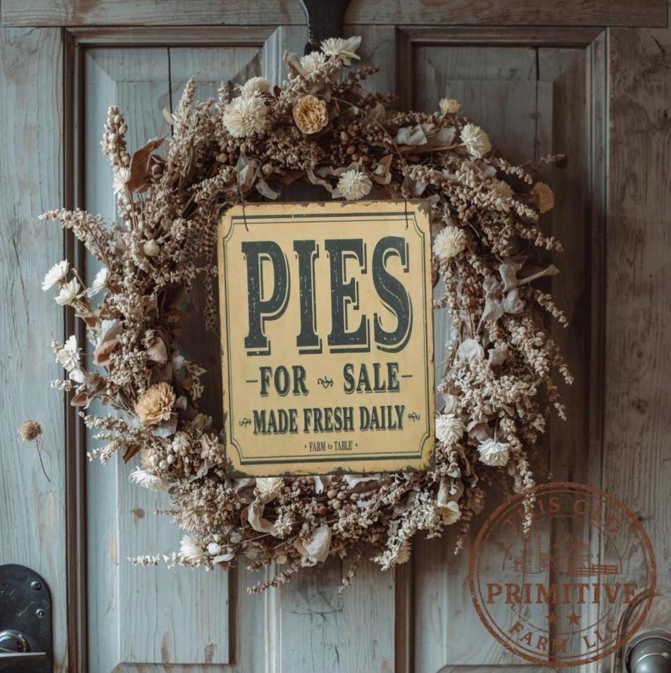 Pies Sign – Vintage Farm Bakery Folk Art Kitchen Decor