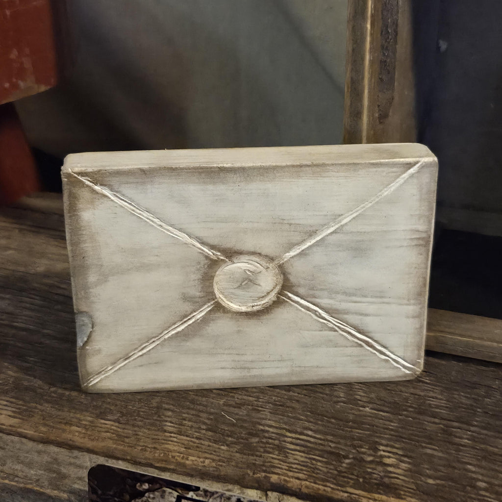 Primitive Wood Envelope Set | Original Hand Cut & Carved Love Letters with Faux Stamped Back Seal