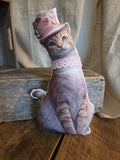 Valentine Cat Decor Shelf Sitter | Handmade Fabric Cat Statue | Primitive Farmhouse Valentine Decor