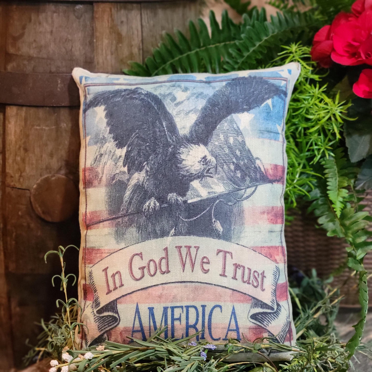 Primitive Americana Eagle Pillow | Folk Art Farmhouse Decor