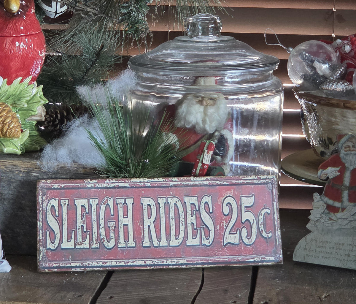 Handmade Sleigh Rides Christmas Sign | Rustic Farmhouse Wood Decor (13x5)