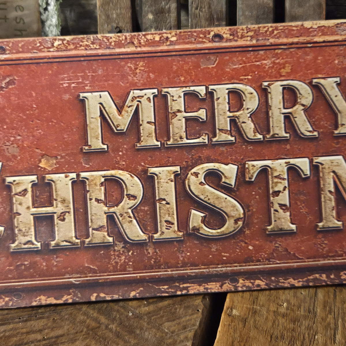 Merry Christmas Wood Sign | Rustic Farmhouse Holiday Decor (13x5")