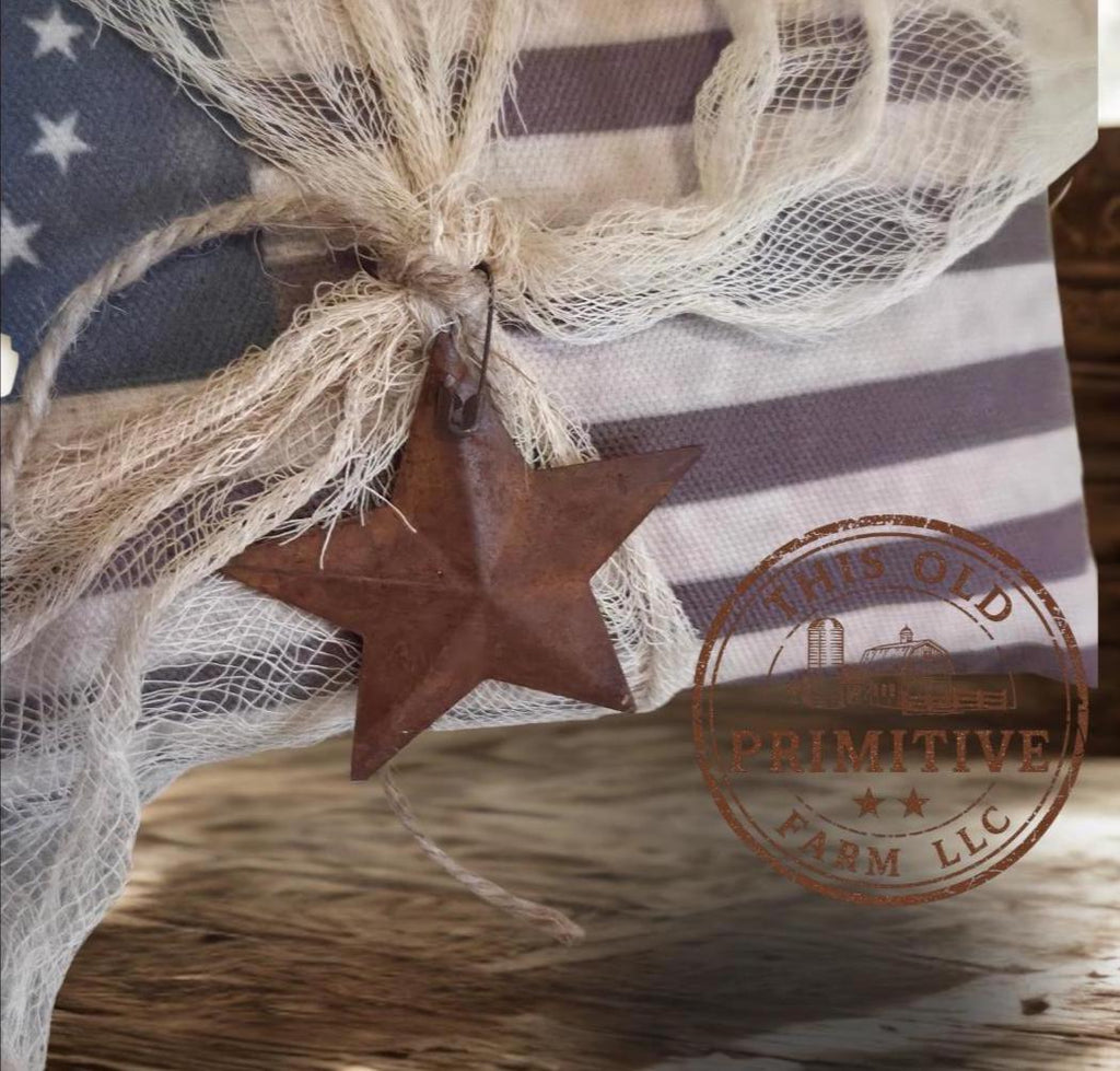 Primitive Betsy Ross 13 Star Flag Pillow | Americana Farmhouse Patriotic Decor