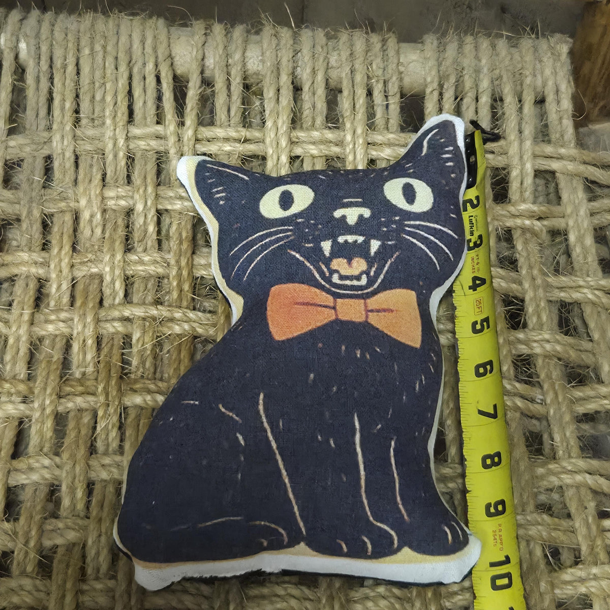 Primitive Halloween Black Cat Pillow Tuck | Spooky Kitty Shelf Sitter | Small Handmade Farmhouse Decor