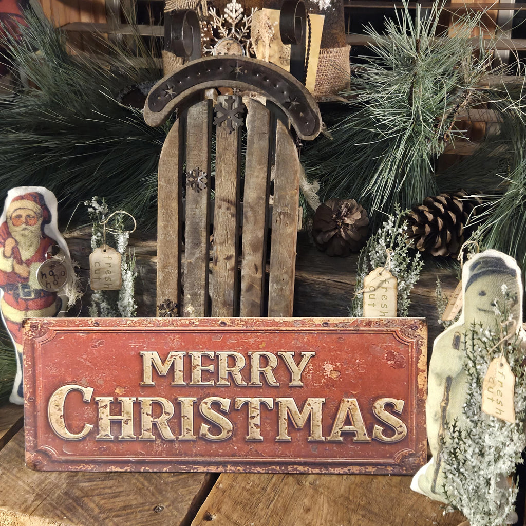 Merry Christmas Wood Sign | Rustic Farmhouse Holiday Decor (13x5")
