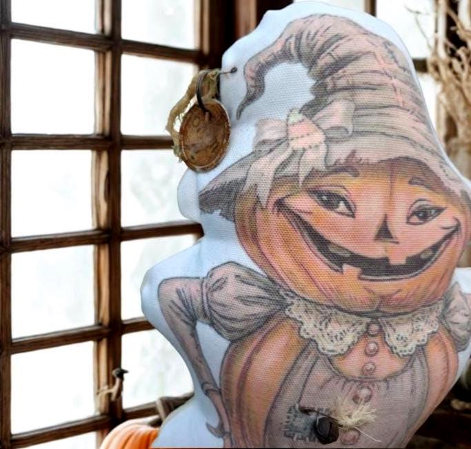 Primitive Pumpkin Patch Doll | Handmade Folk Art Autumn Decor