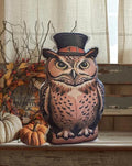 Primitive Folk Art Owl Pillow | Halloween Fall Decor (11x18)