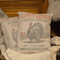 Turkey Grower Pillow, Thanksgiving Feedsack Shelf Sitter, Primitive Farmhouse Fall Decor