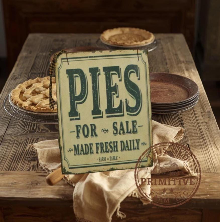 Pies Sign – Vintage Farm Bakery Folk Art Kitchen Decor