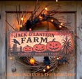 Jack O Lantern Farm Halloween Sign | Rustic Folk Art Wood Decor (13 x 5)