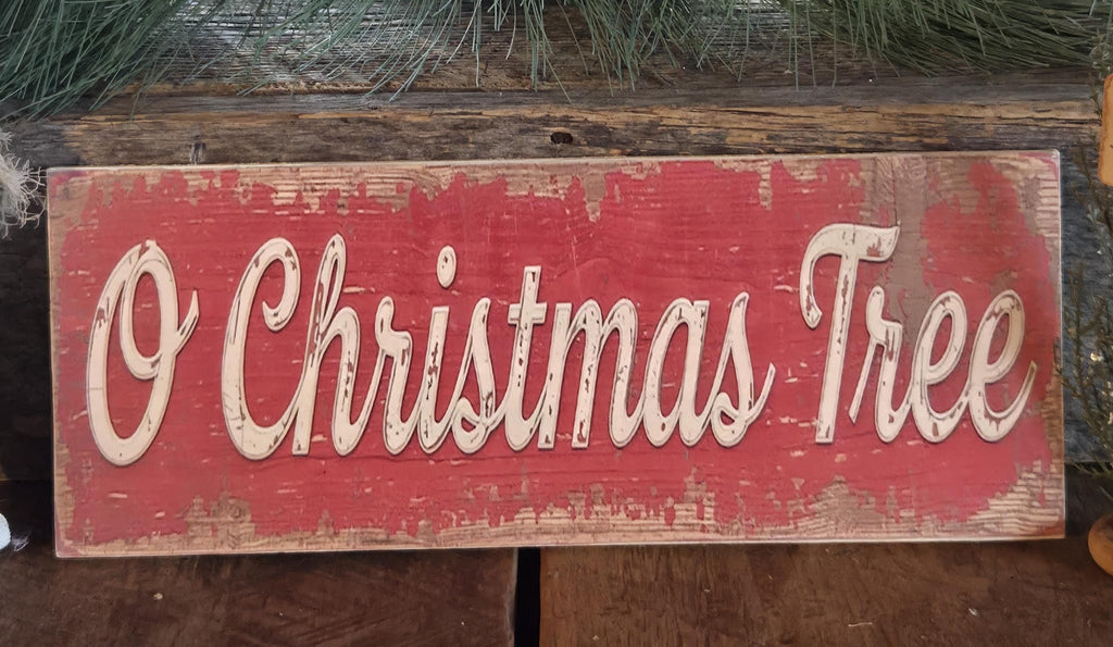 O Christmas Tree Wood Sign | Rustic Farmhouse Holiday Decor (13x5")