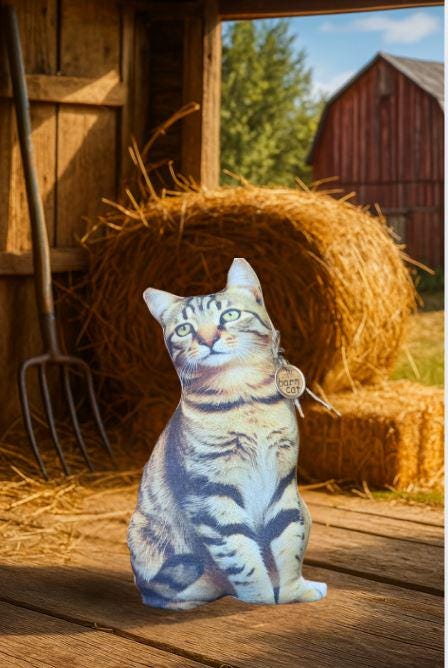Handmade Barn Cat Pillow: Rustic Farmhouse Shelf Sitter