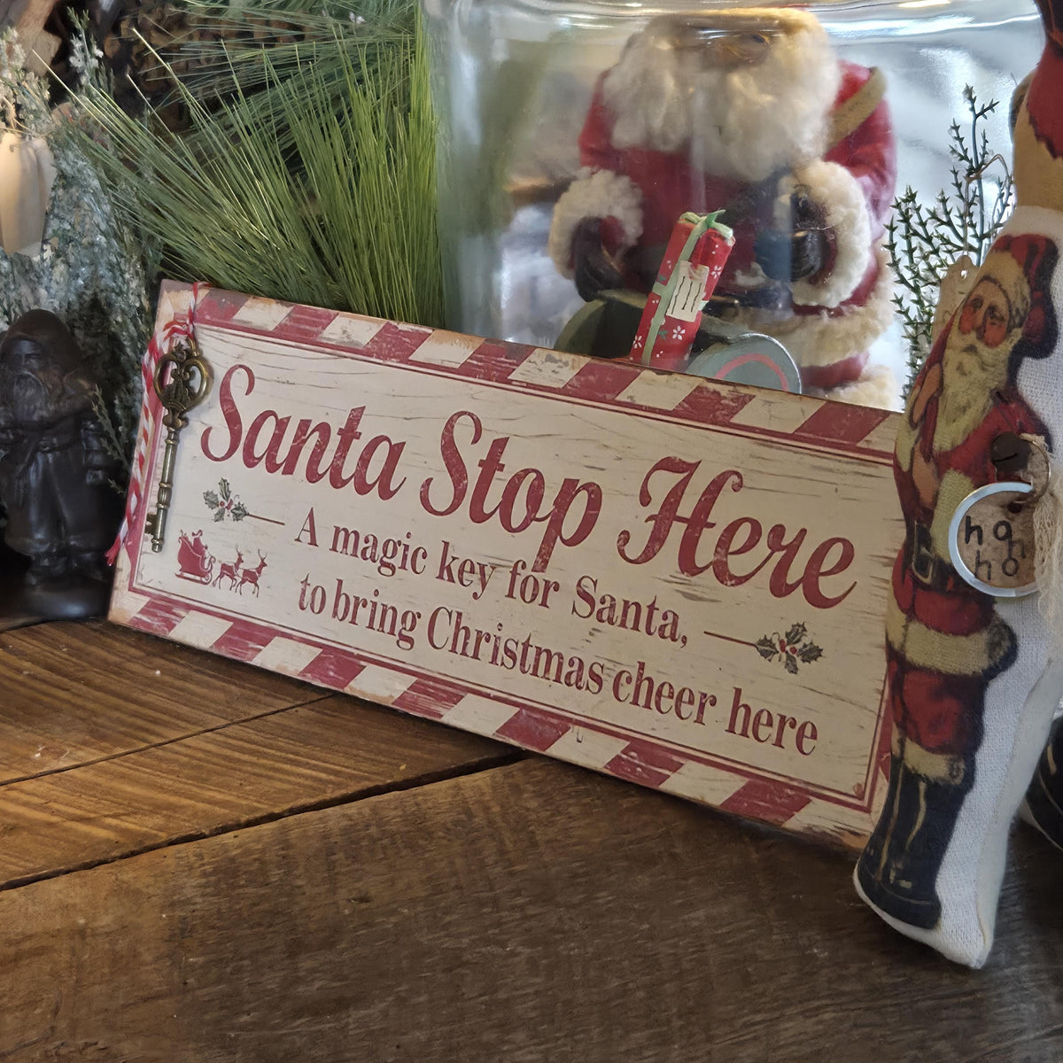 Handmade Santa Magic Key Wood Sign | Rustic Farmhouse Christmas Decor (13x5)