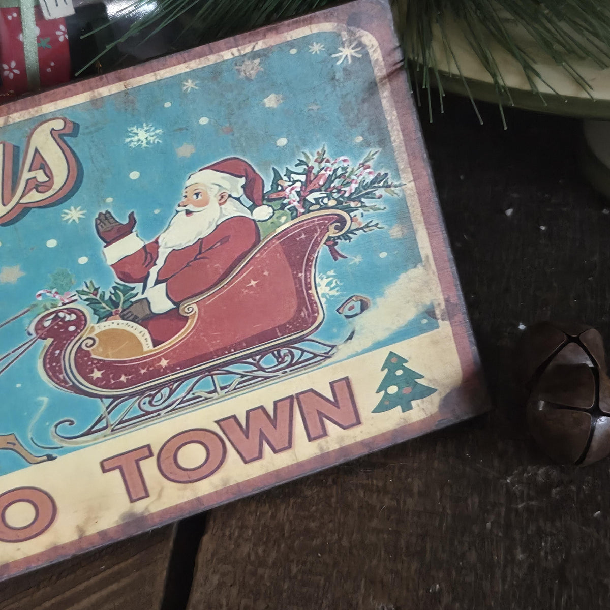 Handmade Santa Claus Christmas Wood Sign | Rustic Farmhouse Holiday Decor (13x5)