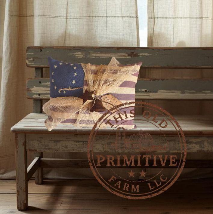 Primitive Americana 13 Star Pillow | Tuck Shelf Sitter, Rustic Farmhouse Decor