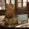 Primitive Grunged Bunny Shelf Sitter – Handmade Spring Bunny Decor – Rustic Farmhouse Easter Bunny with Wood Block Sign