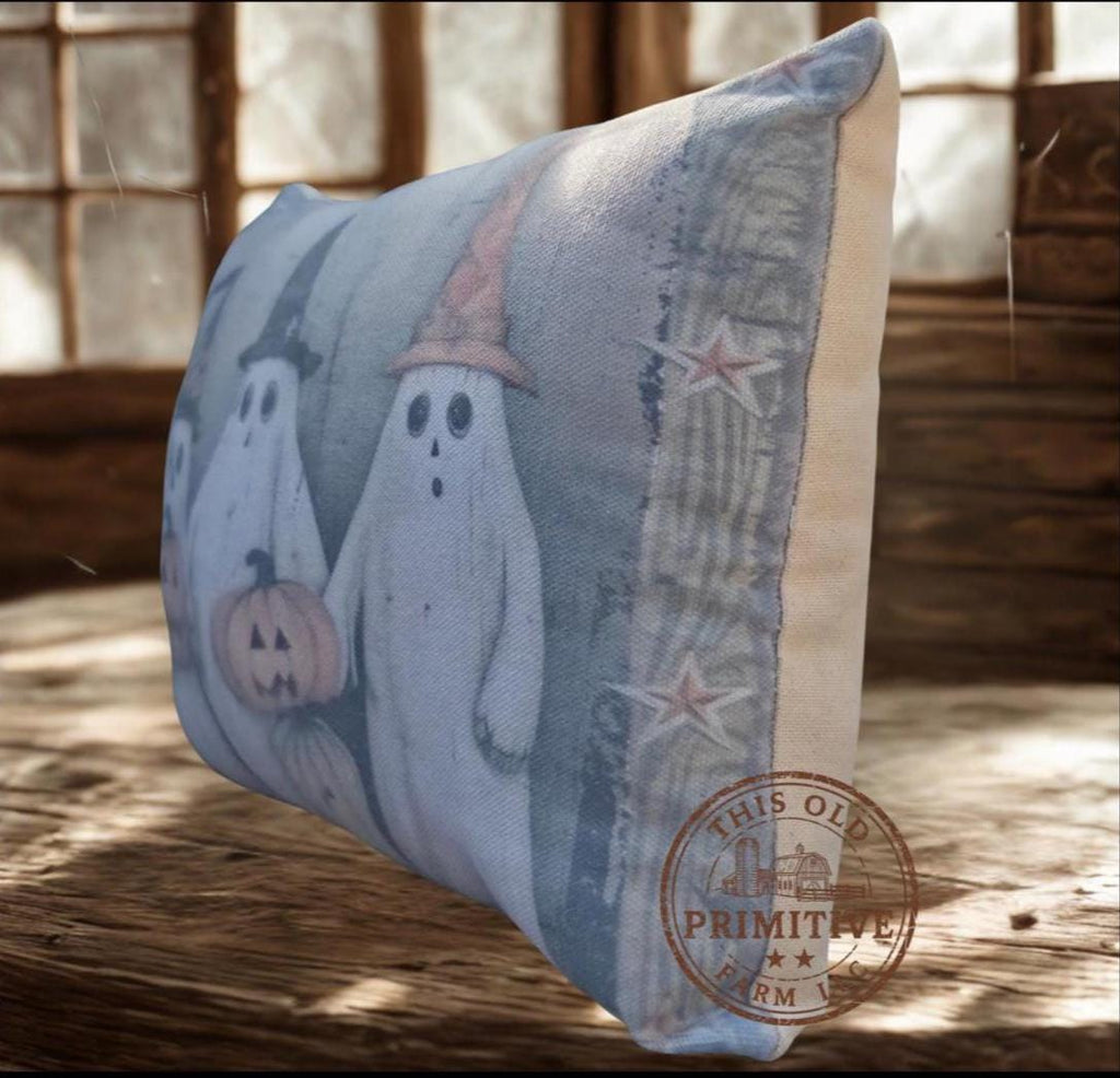 Vintage Halloween Ghost Pillow | Primitive Farmhouse Accent Shelf Sitter