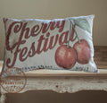 Cherry Festival Pillow | Primitive Farmhouse Feedsack Decor (12x17)