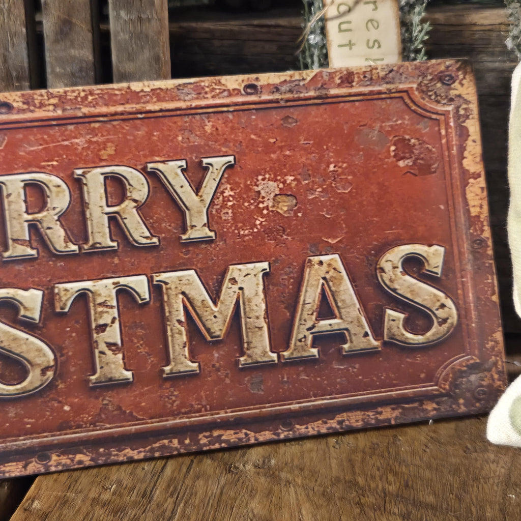 Merry Christmas Wood Sign | Rustic Farmhouse Holiday Decor (13x5")