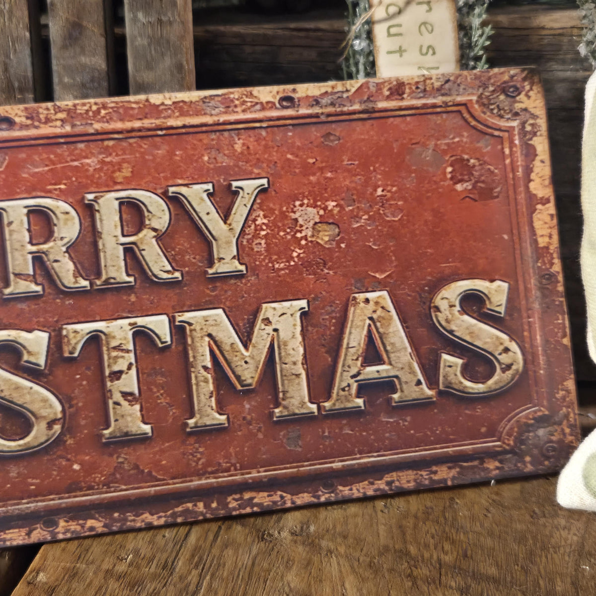 Merry Christmas Wood Sign | Rustic Farmhouse Holiday Decor (13x5")