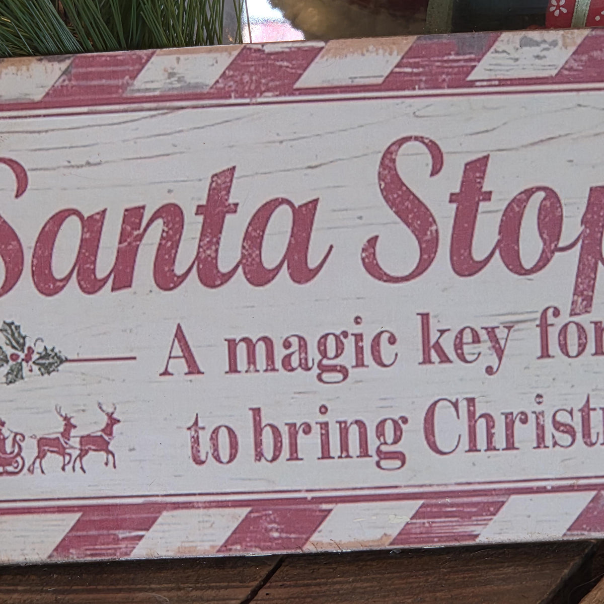 Handmade Santa Magic Key Wood Sign | Rustic Farmhouse Christmas Decor (13x5)