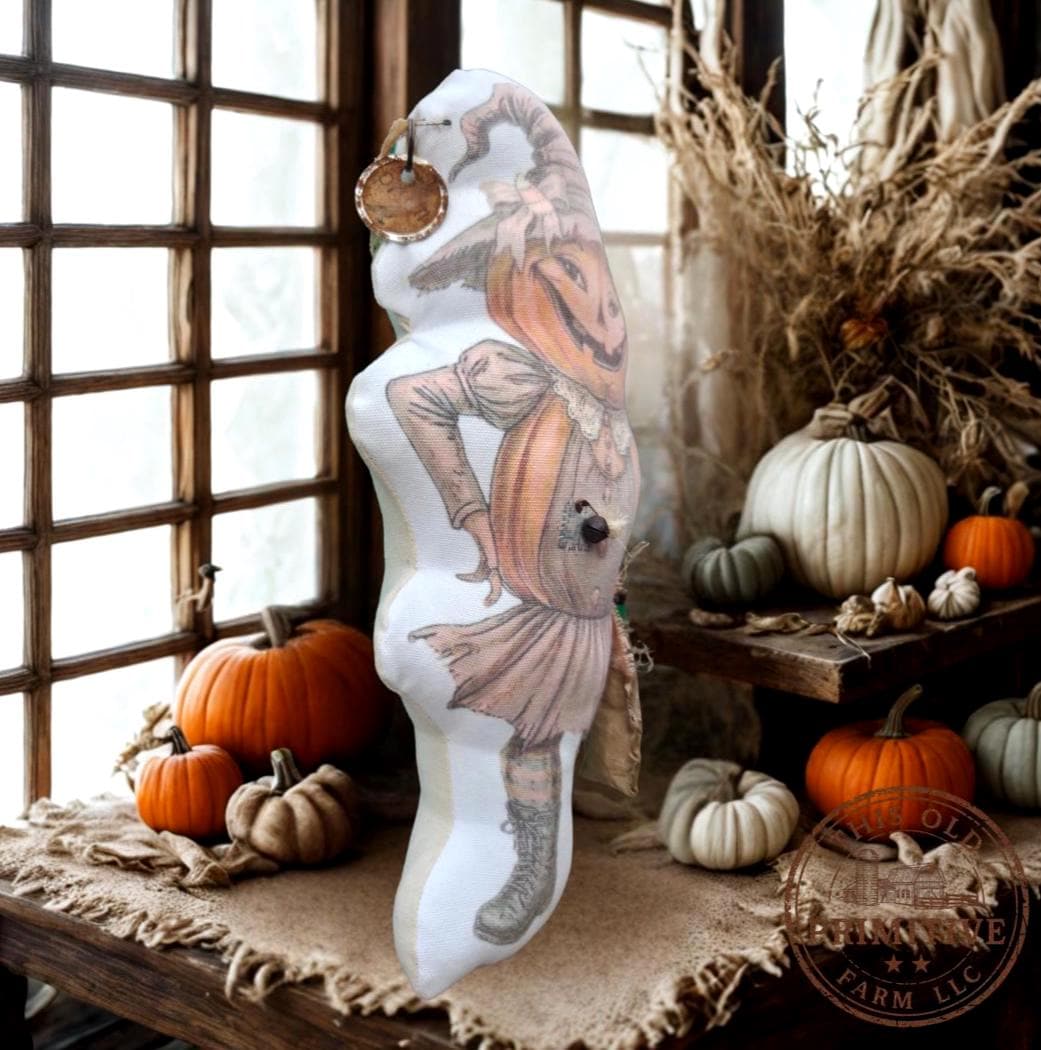 Primitive Pumpkin Patch Doll | Handmade Folk Art Autumn Decor