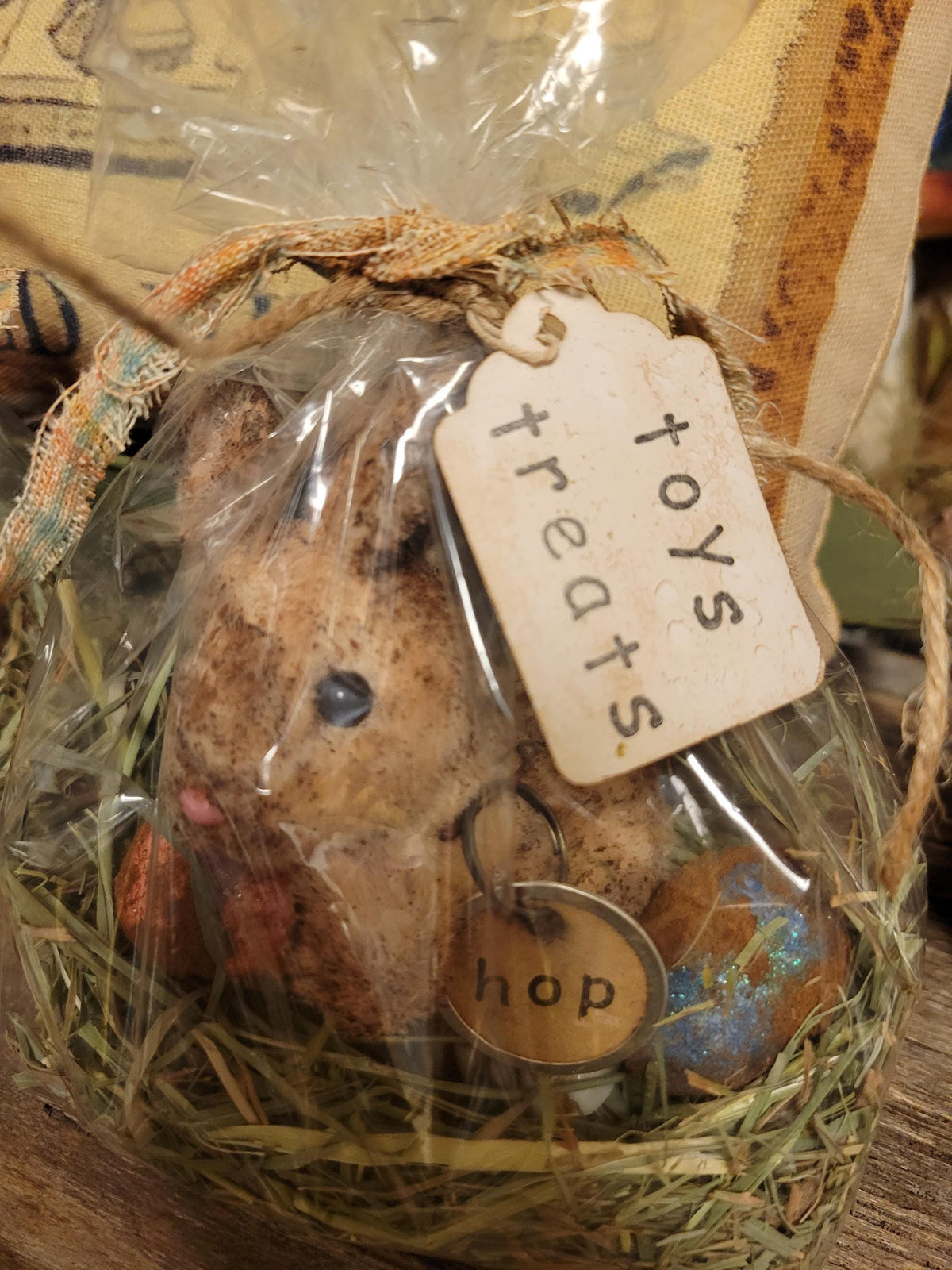 Primitive Easter Bunny Decor | Cinnamon Grunged Plush Accent | Rustic Farmhouse Spring Display