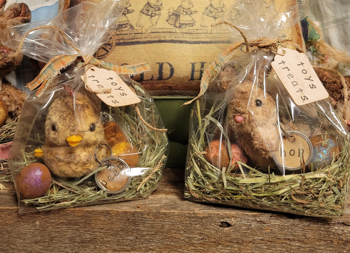 Primitive Easter Bunny Decor | Cinnamon Grunged Plush Accent | Rustic Farmhouse Spring Display