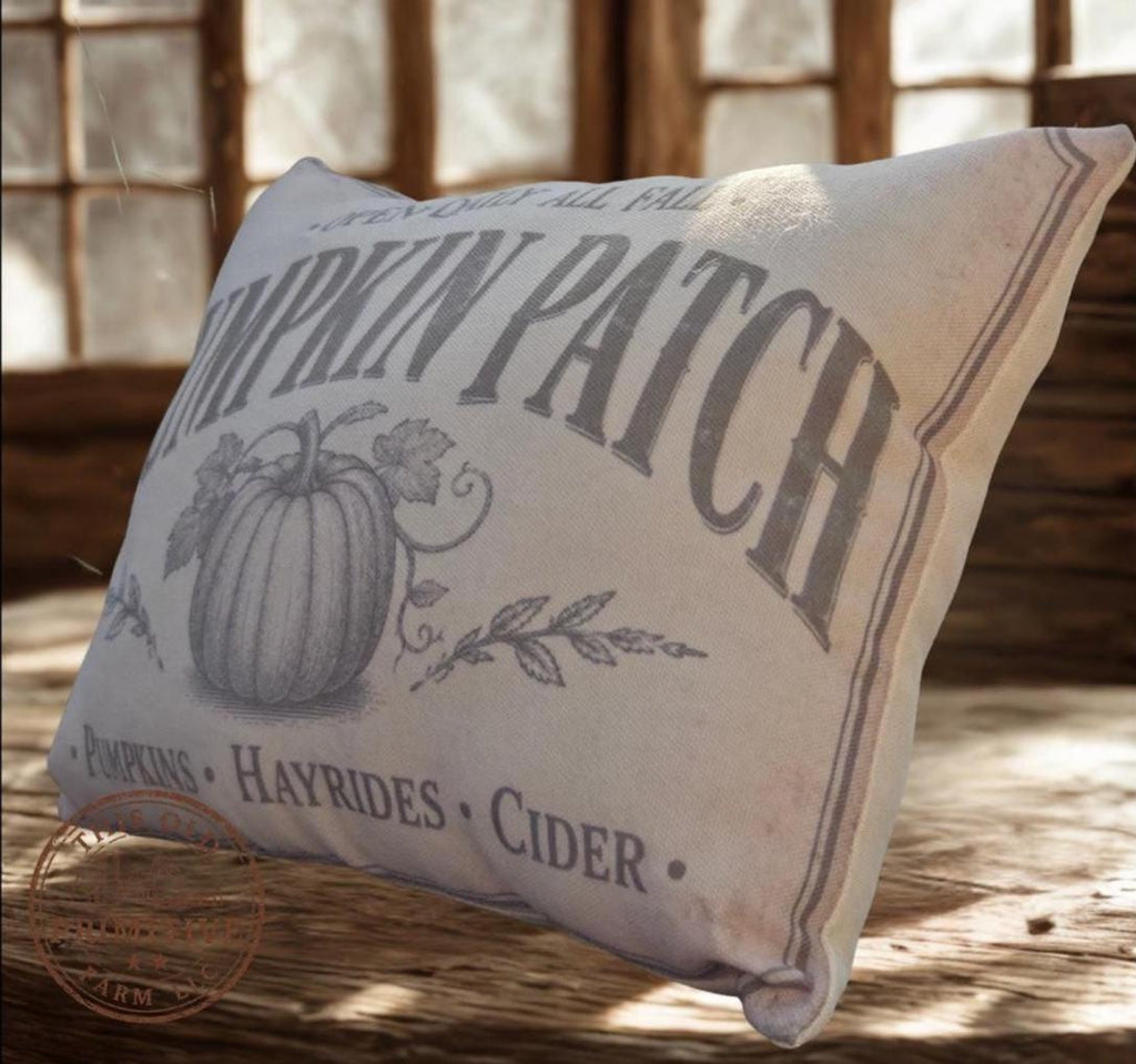 Vintage Pumpkin Patch Pillow | Rustic Farmhouse Accent Shelf Sitter