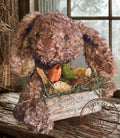 Limited Edition Primitive Folk Art Bunny Figurine | Hand-Aged Farmhouse Spring Decor Crate