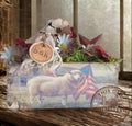 Primitive Americana Sheep Crate: Patriotic Farmhouse Shelf Decor