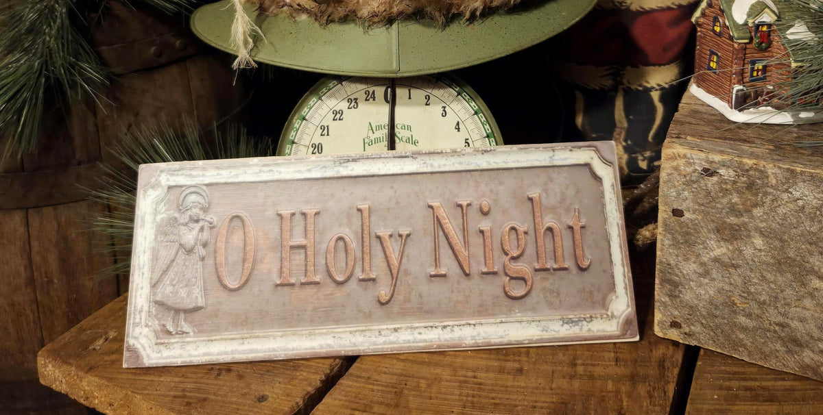 O Holy Night Wood Sign | Rustic Farmhouse Christmas Decor (13x5)