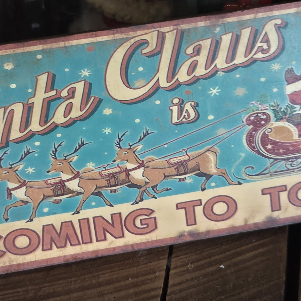 Handmade Santa Claus Christmas Wood Sign | Rustic Farmhouse Holiday Decor (13x5)