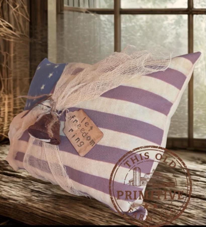 Primitive Americana 13 Star Pillow | Tuck Shelf Sitter, Rustic Farmhouse Decor