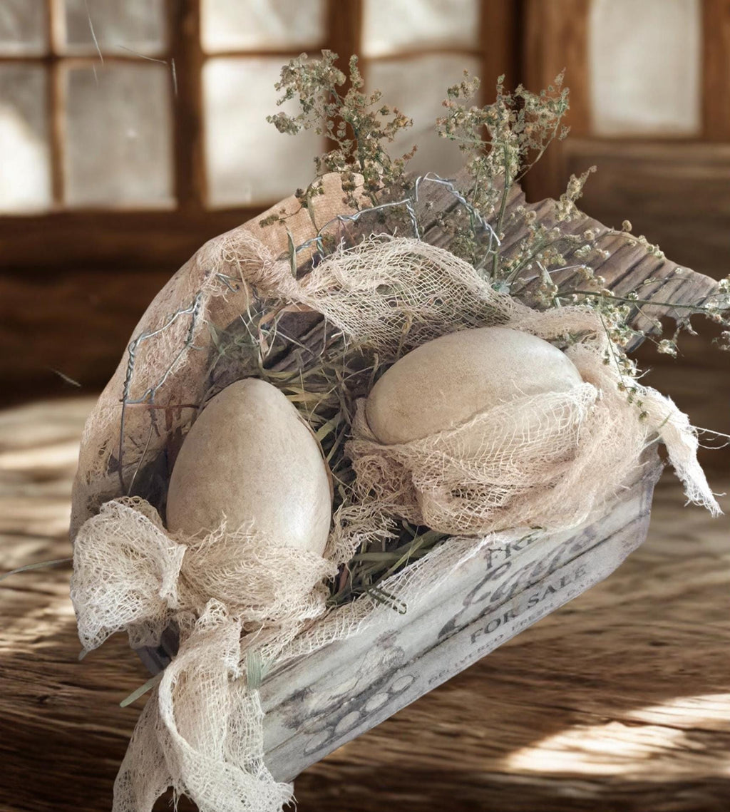 Primitive Egg Crate Display – Farmhouse Spring Decor, Rustic Farmhouse Accent