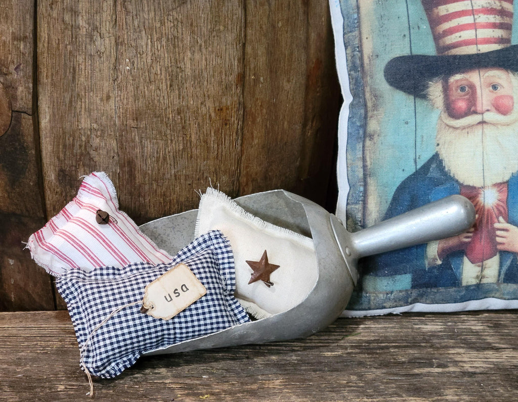 New Primitive Farmhouse Americana Patriotic set of 3 bowl filler mini pillow ornis