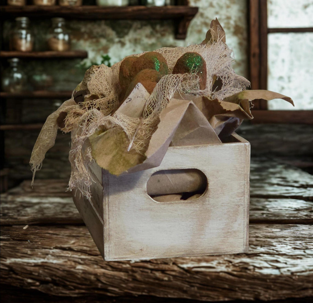 Primitive Shamrocks Crate Decor | Hand-Painted Rustic St. Patrick's Day Display