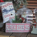 Handmade Sleigh Rides Christmas Sign | Rustic Farmhouse Wood Decor (13x5)