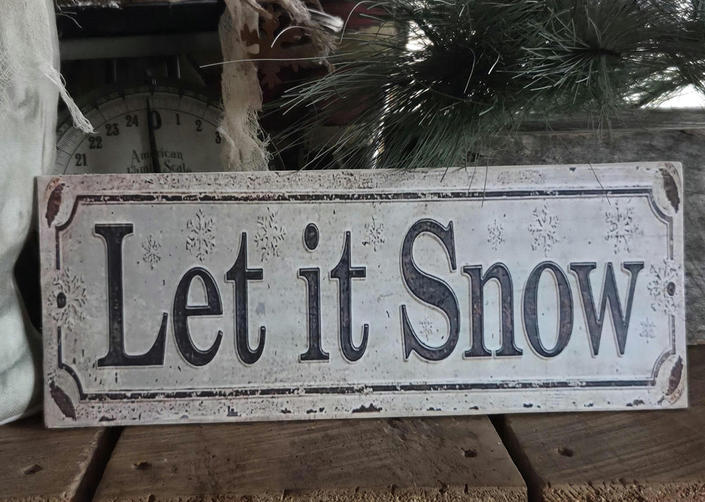 Let it Snow Wood Sign | Rustic Farmhouse Christmas Decor (13x5)