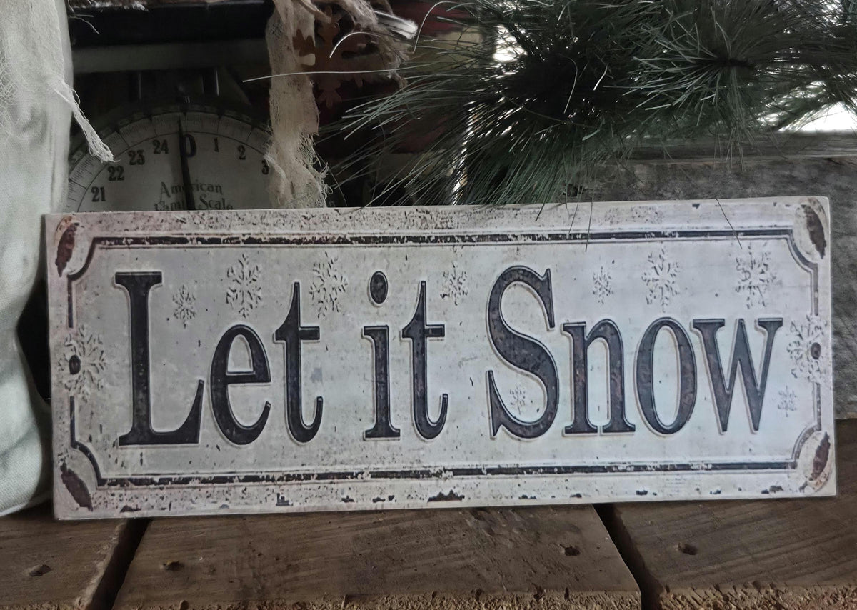 Let it Snow Wood Sign | Rustic Farmhouse Christmas Decor (13x5)